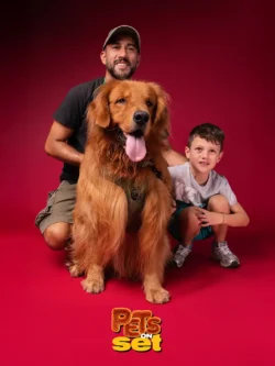 Una delle fotografie realizzate durante lo shooting Pets on Set al Novara DogShow. Foto professionale di un cane con il suo padrone durante Pets on Set al Novara DogShow