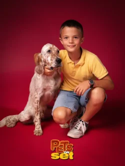 Una delle fotografie realizzate durante lo shooting Pets on Set al Novara DogShow. Foto professionale di un cane con il suo padrone durante Pets on Set al Novara DogShow