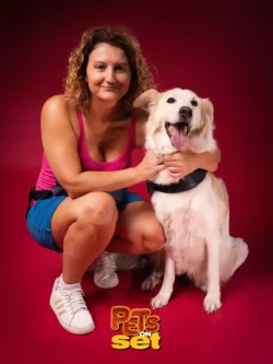 Una delle fotografie realizzate durante lo shooting Pets on Set al Novara DogShow. Foto professionale di un cane con il suo padrone durante Pets on Set al Novara DogShow